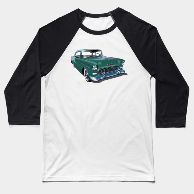 1955 Chevrolet in dark green Baseball T-Shirt by candcretro